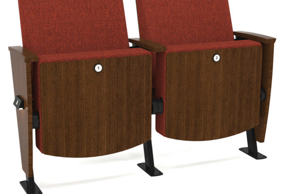 03-P10-Auditorium-Chair-with-red-upholstery-showing-seat-numbers-on-dark-wood-seat-panels-for-performing-arts-venues-and-theaters